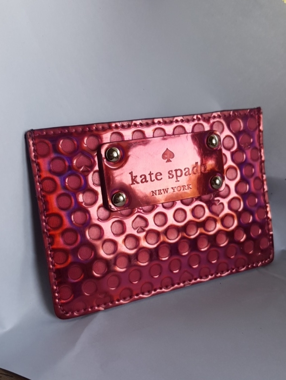 kate spade Metallic Pink Dot-Embossed Card Case